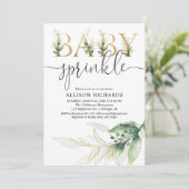 Baby streuen geschlechtsneutrales grünes Gold Einladung (Stehend Vorderseite)