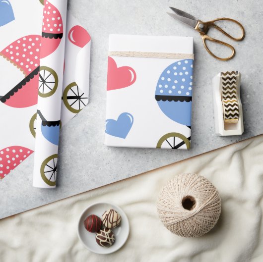 Baby Stroller mit LIEBE Geschenkpapier (Basteln)