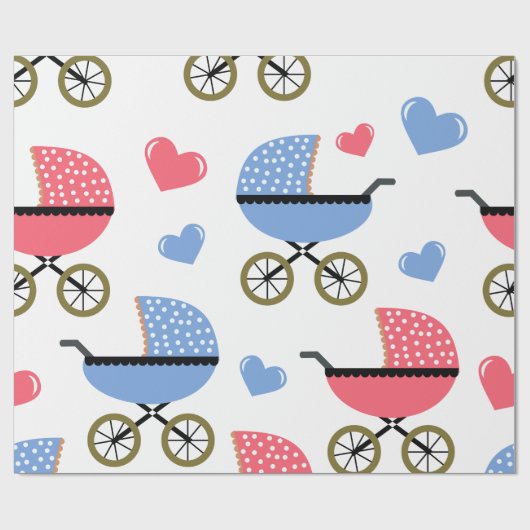 Baby Stroller mit LIEBE Geschenkpapier (Flach)