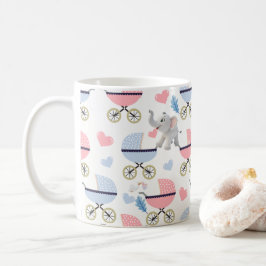 Baby Stroller Twins Elephant Hearts Coffee Mugs  Kaffeetasse