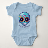 🌹 Baby Sugar Skull in blau 🌹 Baby Strampler (Vorderseite)