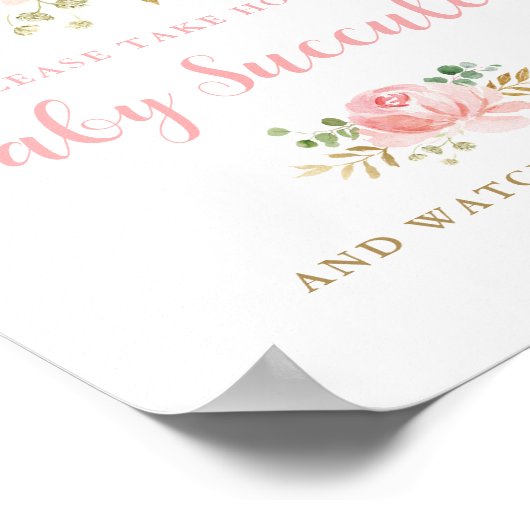 Baby Sukkulente Lieblingsunterschrift, rosa blüten Poster (Ecke)