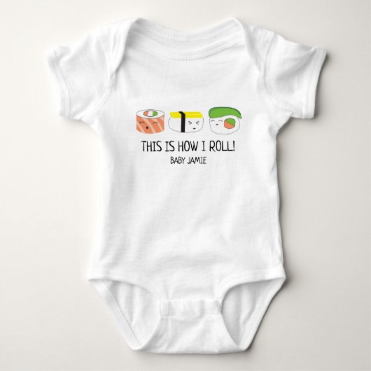 Baby Sushi Roll So rolle ich PERSONALISIERT Baby Strampler (Vorderseite)
