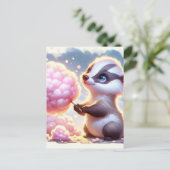 Baby, süße Tier mit Baumwollbonbons, Postkreuzung Postkarte (Stehend Vorderseite)