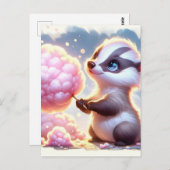 Baby, süße Tier mit Baumwollbonbons, Postkreuzung Postkarte (Vorne/Hinten)
