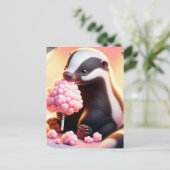 Baby, süße Tier mit Baumwollbonbons, Postkreuzung Postkarte (Stehend Vorderseite)