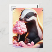 Baby, süße Tier mit Baumwollbonbons, Postkreuzung Postkarte (Vorne/Hinten)