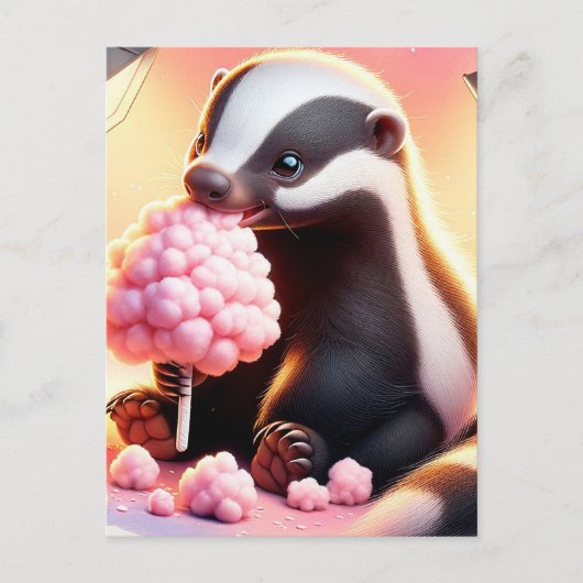 Baby, süße Tier mit Baumwollbonbons, Postkreuzung Postkarte (Vorderseite)