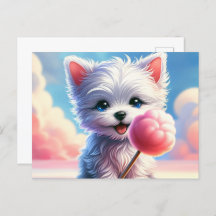 Baby, süße Tier mit Baumwollbonbons, Postkreuzung