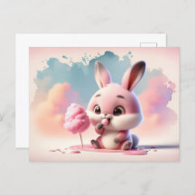 Baby, süße Tier mit Baumwollbonbons, Postkreuzung