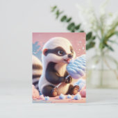 Baby, süße Tier mit Baumwollbonbons, Postkreuzung Postkarte (Stehend Vorderseite)