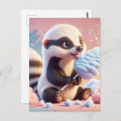Baby, süße Tier mit Baumwollbonbons, Postkreuzung Postkarte (Vorne/Hinten)