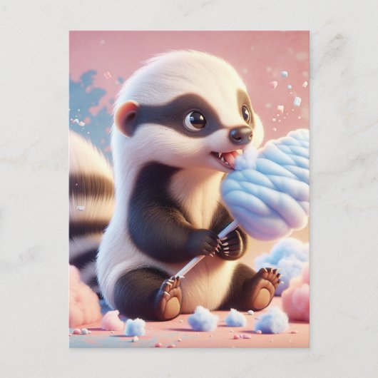 Baby, süße Tier mit Baumwollbonbons, Postkreuzung Postkarte (Vorderseite)