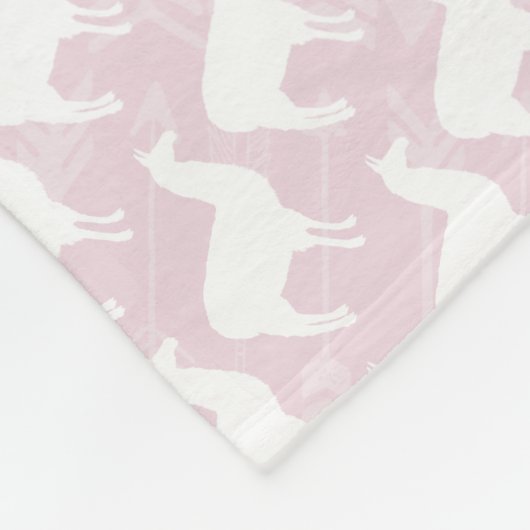 Baby Swaddle Pink White Lama and Arrow Pattern Fleecedecke (Ecke)