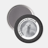 Baby Swan Be Yourself Black & White Foto Magnet (Vorderseite/Rückseite)