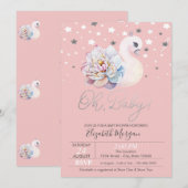 Baby Swan Blume Crown Stars Kinderdusche Einladung (Vorne/Hinten)