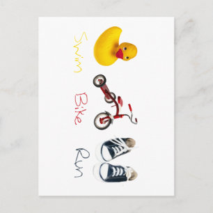 Baby Swim Bike Run Postkarte