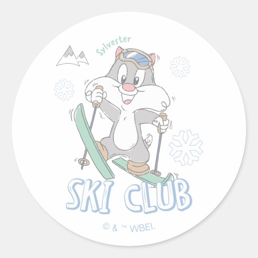 Baby SYLVESTER™ Ski Club Runder Aufkleber (Vorderseite)