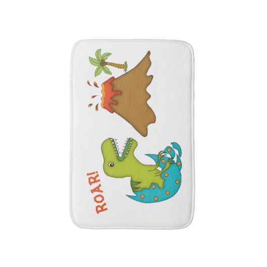 Baby T-Rex mit Vulkan-Kindern Badematte (Vorderseite Vertikal)