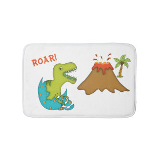 Baby T-Rex mit Vulkan-Kindern Badematte