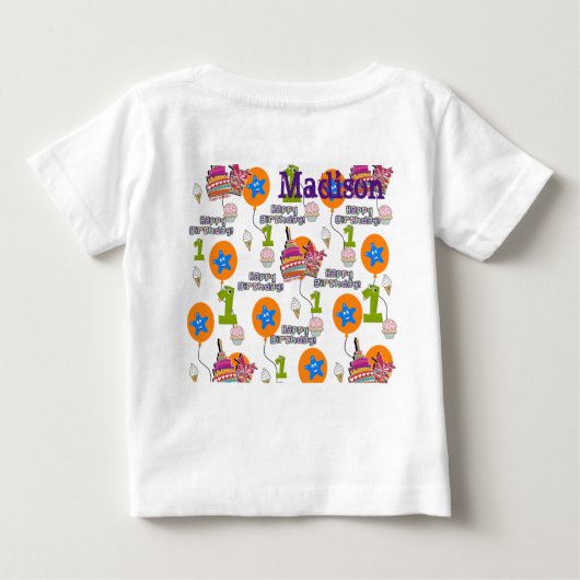 Baby T - Shirt #1 Erster Geburtstag Happy Birthday (Rückseite)