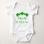 Baby-T-Shirt irisches Kleeblatt-1. St. Patricks Baby Strampler (Vorderseite)