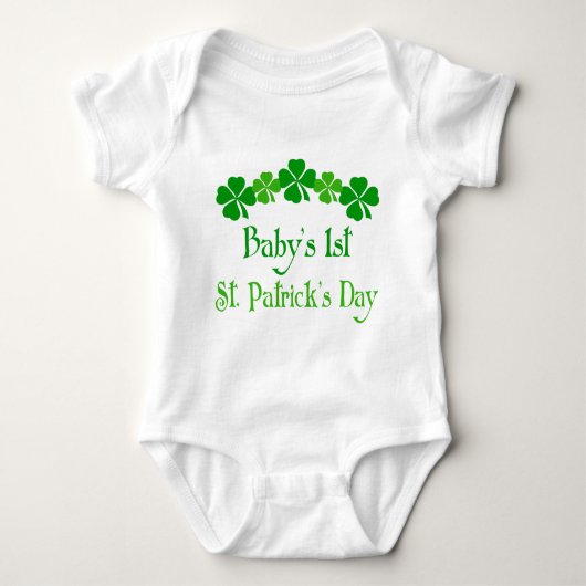 Baby-T-Shirt irisches Kleeblatt-1. St. Patricks Baby Strampler (Vorderseite)