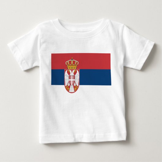 Baby T - Shirt mit der Flagge Serbiens (Vorderseite)