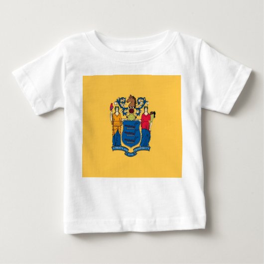 Baby T Shirt mit Flag of New Jersey, USA. (Vorderseite)