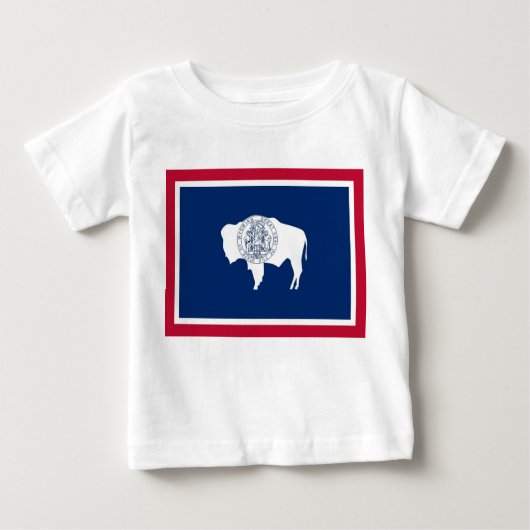 Baby T Shirt mit Flag of Wyoming, U.S.A. (Vorderseite)