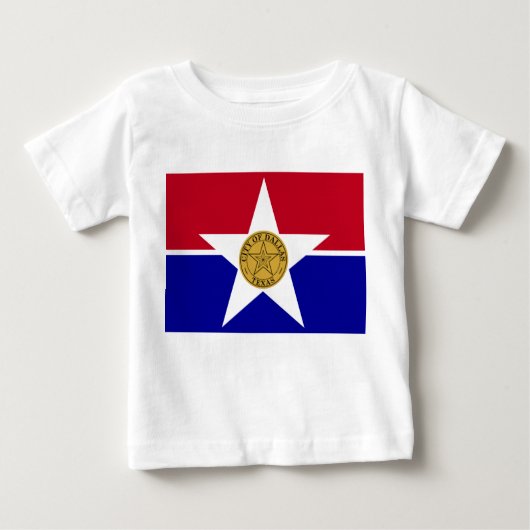 Baby T - Shirt mit Flag von Dallas, USA. (Vorderseite)