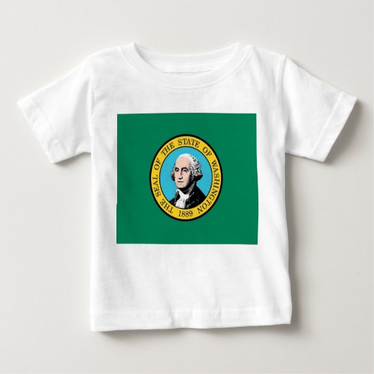 Baby T Shirt mit Flag von Washington Staat, USA. (Vorderseite)