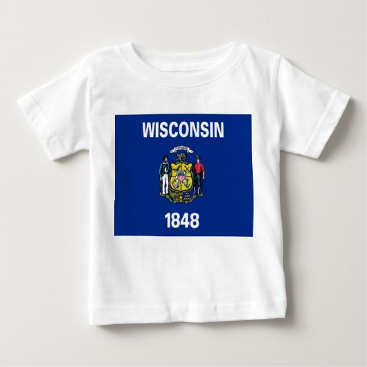 Baby T Shirt mit Flag von Wisconsin, USA. (Vorderseite)
