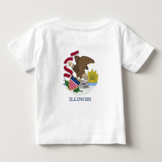 Baby T Shirt mit Flagge von Ilinois (Rückseite)