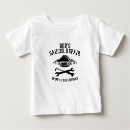 Baby-T - Shirt mit Saucer-Repair des schwarzen Bob