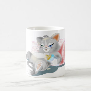 Baby Tasse mit Little Kitten Eating Milk - Malerei