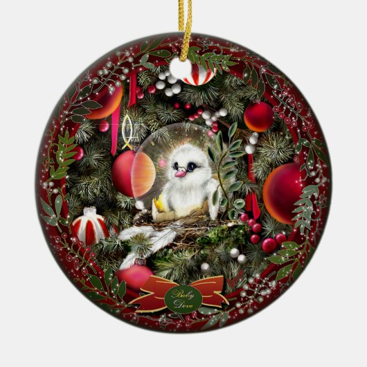 Baby-Taube Keramik Ornament (Vorne)
