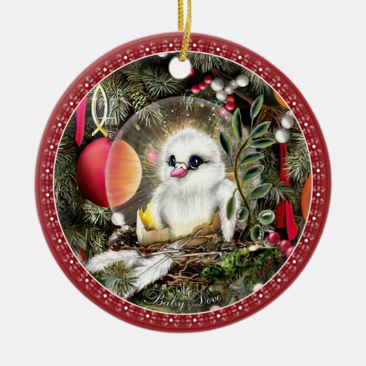 Baby-Taube Keramik Ornament (Vorne)