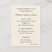 Baby Taufbecken Angel Gebet Visitenkarte (Rückseite)