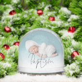 Baby Taufe 2 Fotos Name und Datum Schneekugeln (Weihnachten)