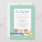 Baby Taufe Christening Aqua Owls Foto Einladung (Rückseite)