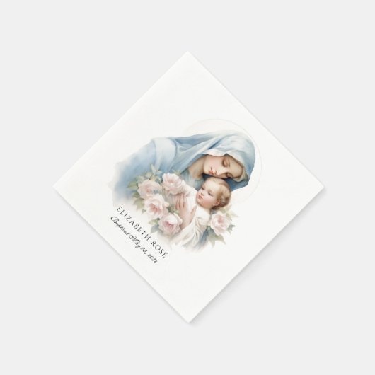 Baby Taufe Christening Mary and Jesus Serviette (Ecke)