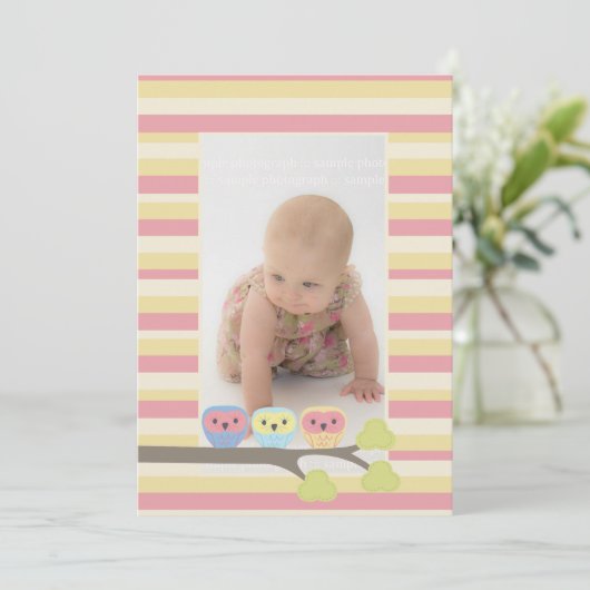 Baby Taufe Christening Pink Dolphin Foto Einladung (Stehend Vorderseite)