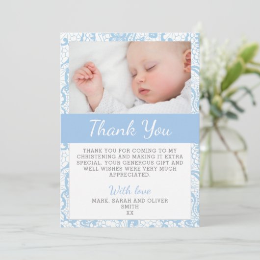 Baby-Taufe danken Ihnen zu kardieren Dankeskarte (Stehend Vorderseite)