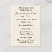 Baby-Taufe-Erinnerungskarte Angel Holy Card Visitenkarte (Rückseite)