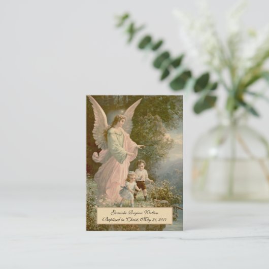 Baby-Taufe-Erinnerungskarte Angel Holy Card Visitenkarte (Stehend Vorderseite)