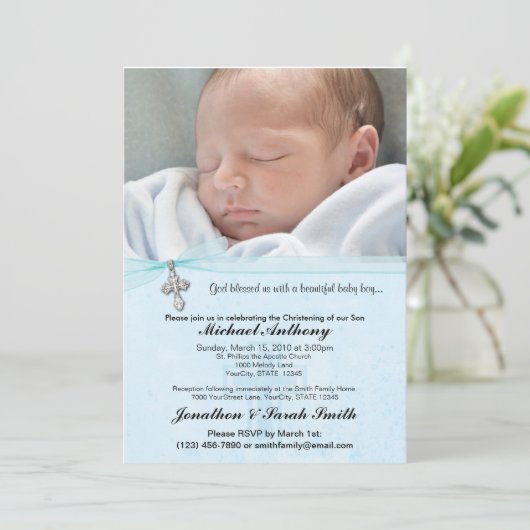 Baby-Taufe oder Taufeinladung Einladung (Stehend Vorderseite)