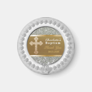 Baby Taufe Vielen Dank, dass Sie Gold Cross Silver Magnet