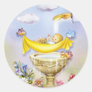 Baby-Tauftaufemitteilung Runder Aufkleber
