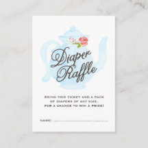 Baby Tea Party | Baby Diaper Raffle Ticket Blue